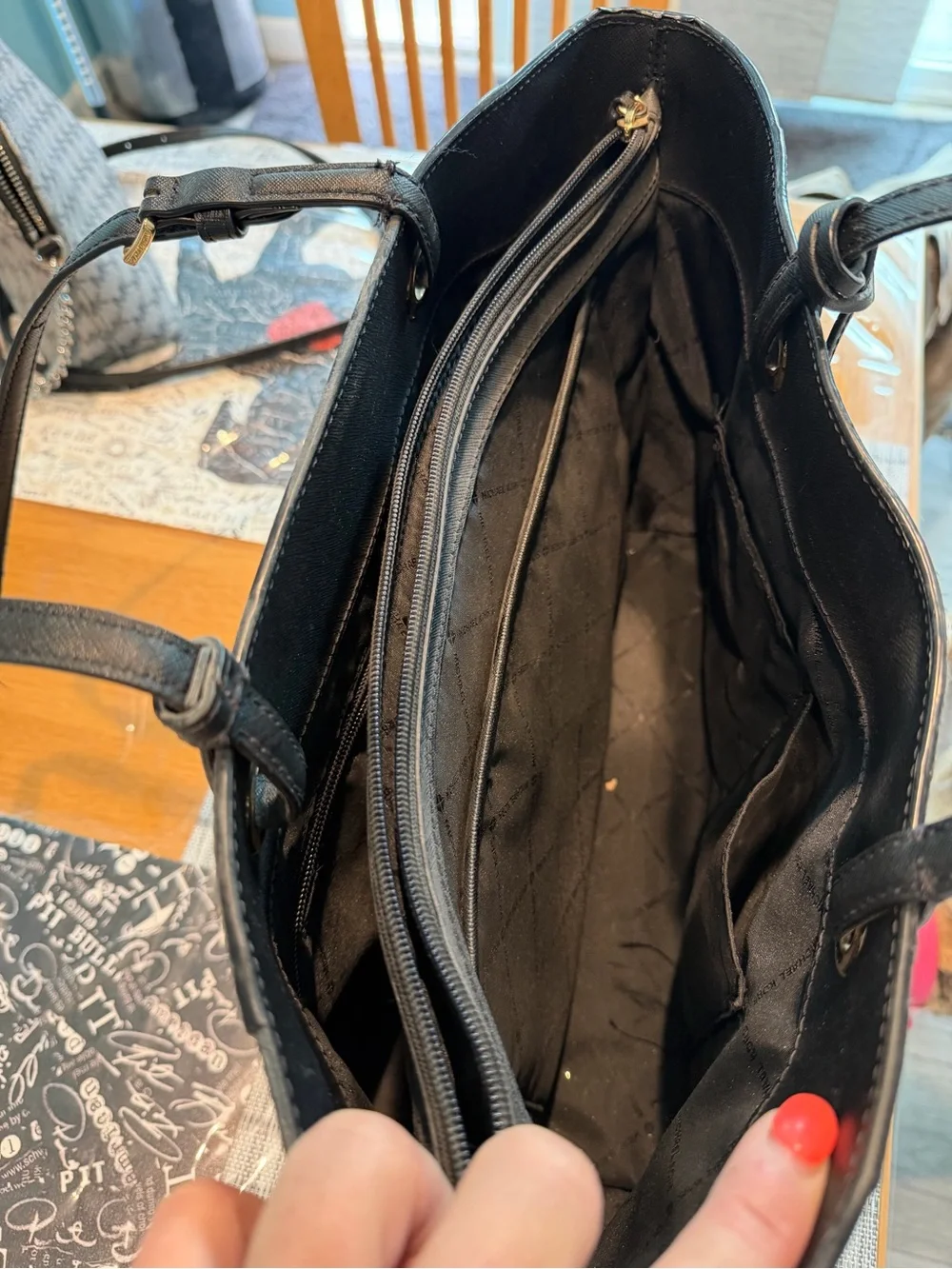 Michael Kors Black Saffiano Tote with Gold Hardware